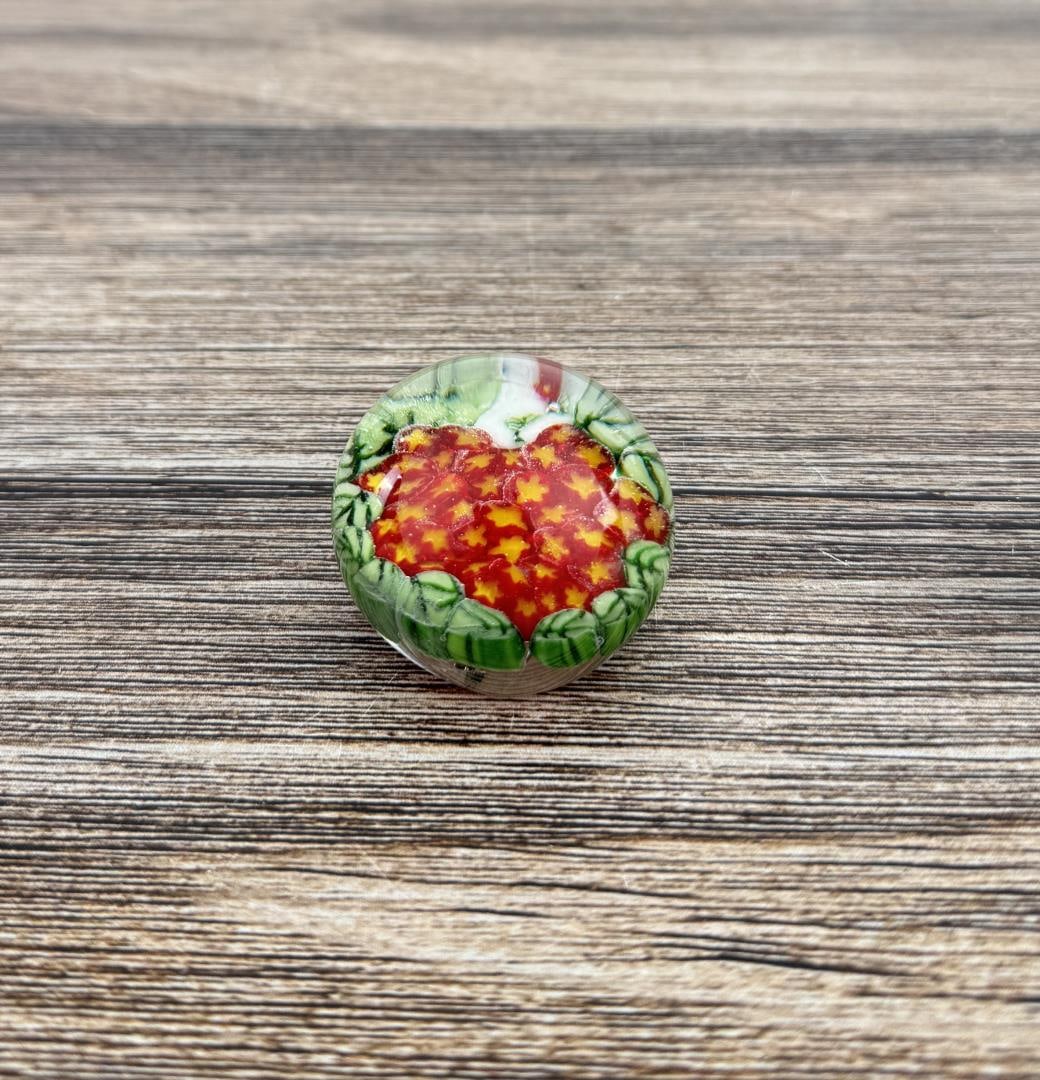 Millefiori Art Glass Paperweight: 1 1/2" tall by 1 3/4" in diameter