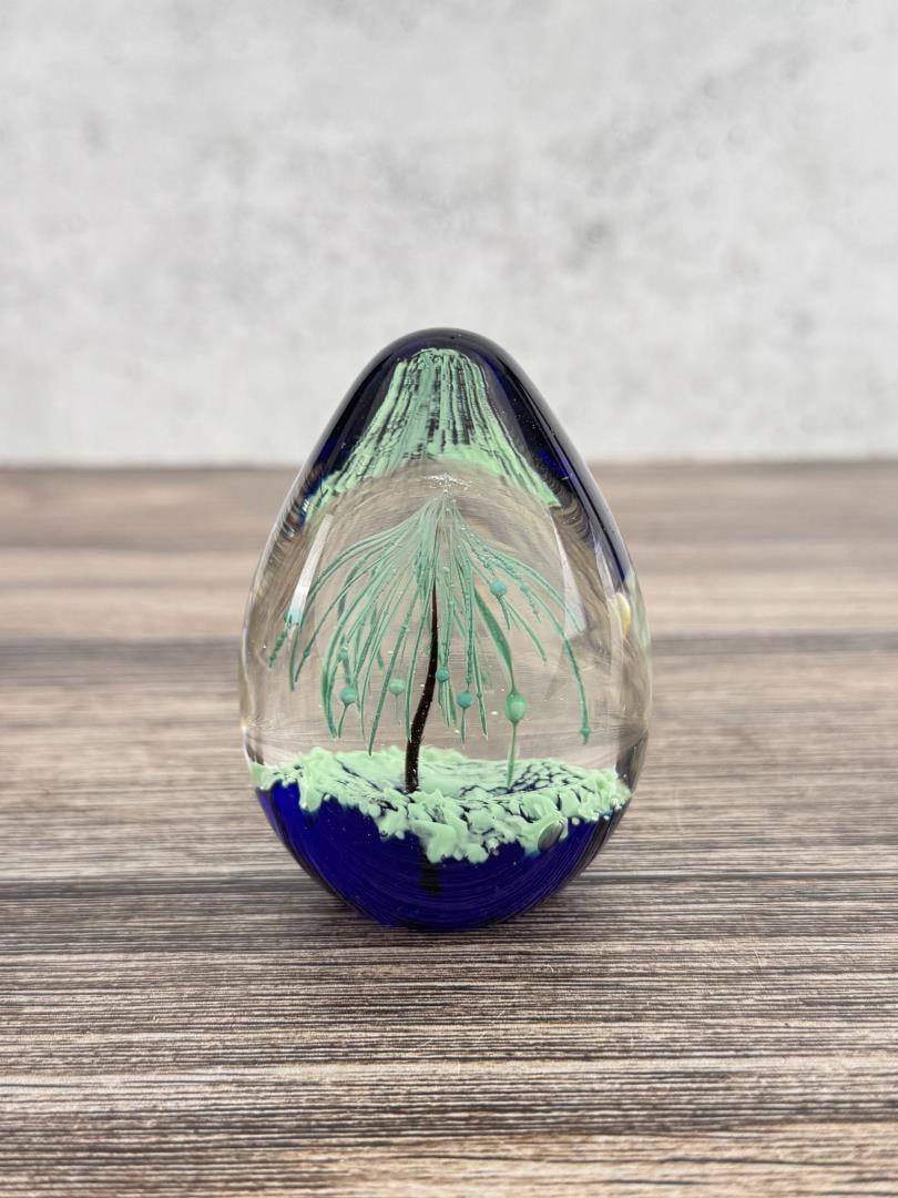 Hand Blown Art Glass Paperweight: 3 1/4" tall by 2 3/8" in diameter