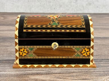 Wood Inlaid Jewelry Box Treasure Chest