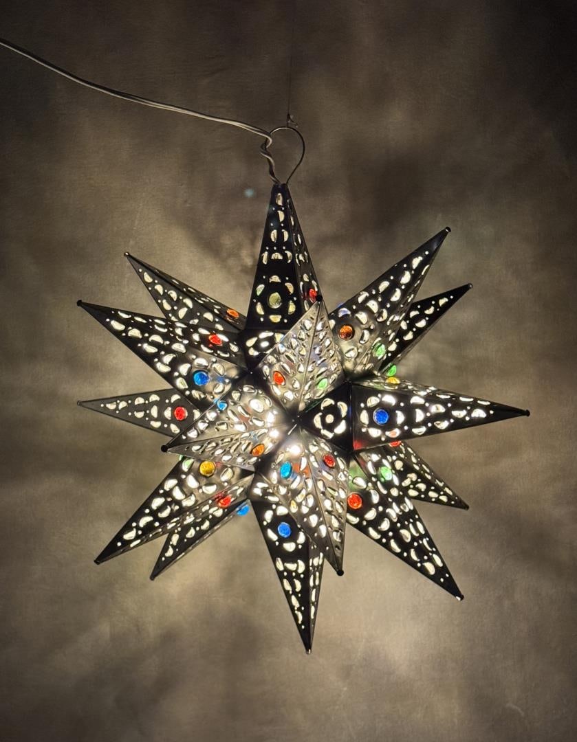 Moravian Star Pierced Tin Christmas Light: 17 1/2" in diameter