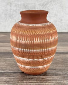 J JMSN Navajo Pueblo Sgraffito Pottery Pot