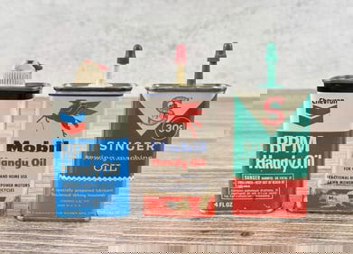 Chevron Mobil Singer Handy Oil Oiler Cans