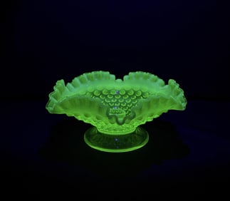 Fenton Glass Hobnail Uranium Glass Candy Dish