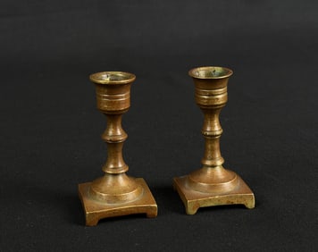 Antique Miniature Solid Brass Candlesticks