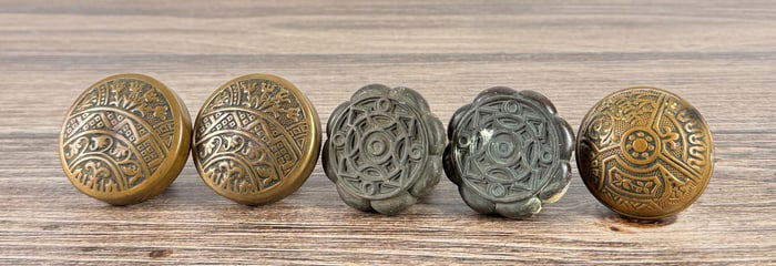 Group Of Antique Eastlake Brass Door Knobs
