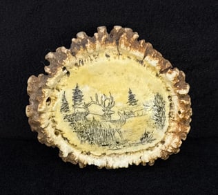 Montana Scrimshaw Elk Antler Burr
