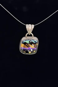 Sterling Silver Dichoic Glass Pendant