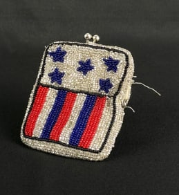Native American Indian Beaded American Flag Purse