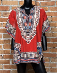 Mid Century Hippie Dashiki Blouse