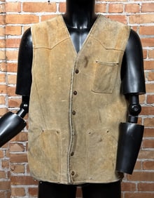 Vintage Suede Leather Wool Cowboy Vest
