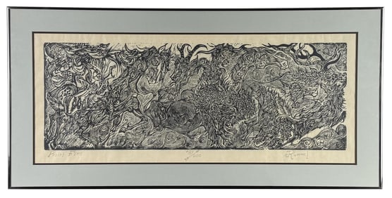 Jay Rummel Montana Prairie Fire Woodblock Print