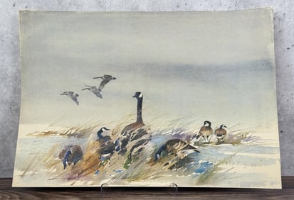 Ed Walaitis Canadian Geese Watercolor Painting