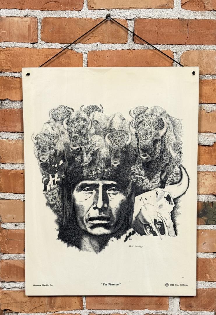 B.J. Williams The Phantom Montana Marble Plaque: 16 3/4" by 22 1/8".