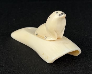 Alaskan Inuit Eskimo Carved Ivory Walrus
