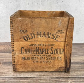 Old Manse Cane Maple Syrup Wood Crate Box