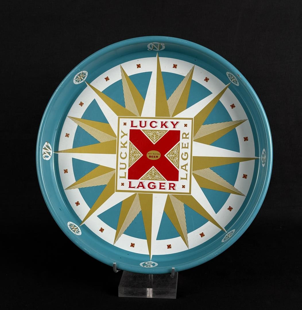Lucky Lager Beer Tray: 13" diameter