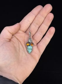 Sterling Silver Turquoise Moonstone Necklace