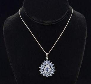 Sterling Silver Blue Topaz Necklace