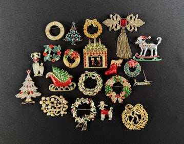Costume Jewelry Christmas Rhinestone Brooches