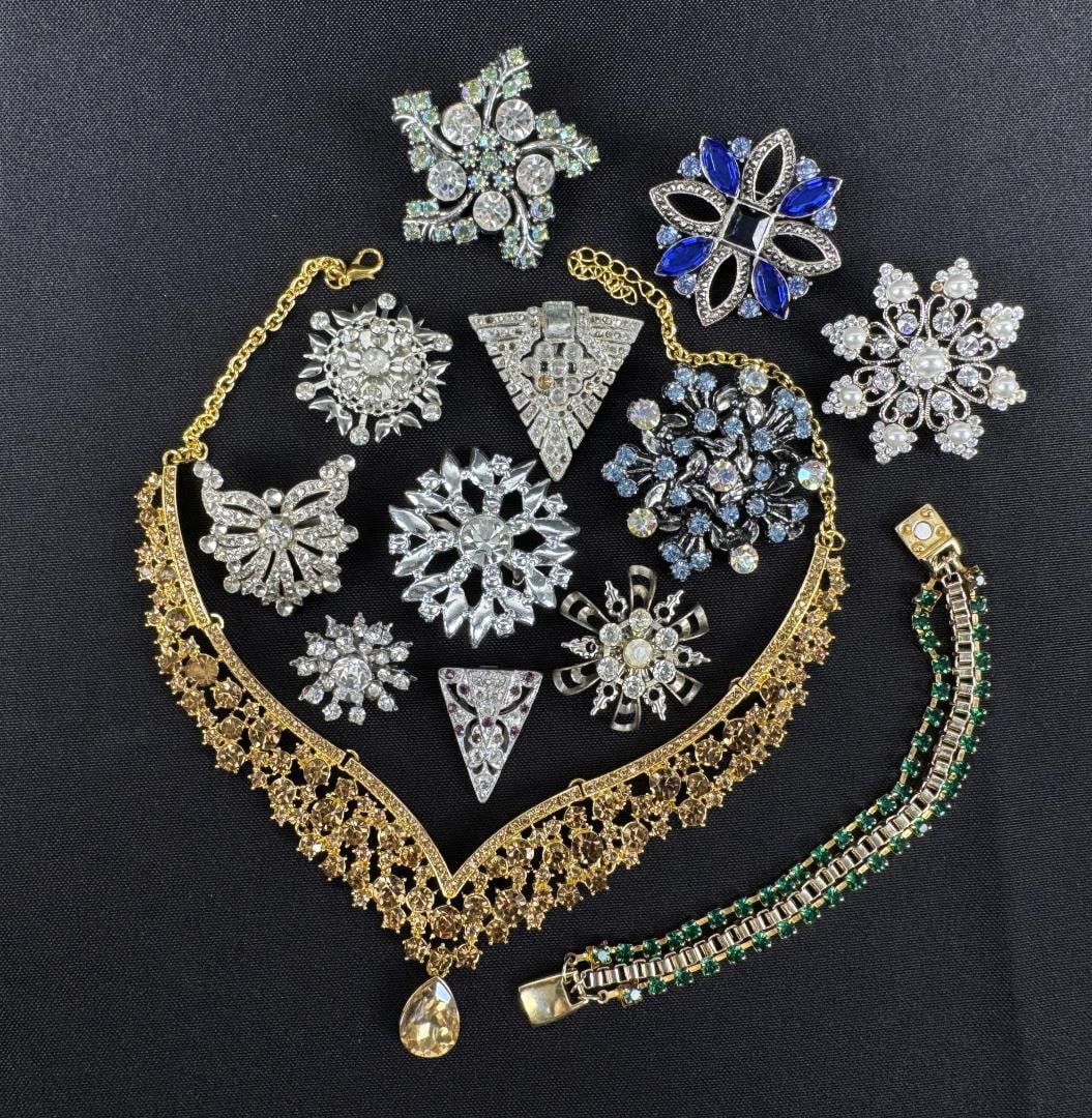 Collection of Rhinestone Costume Jewelry: Nice grouping.