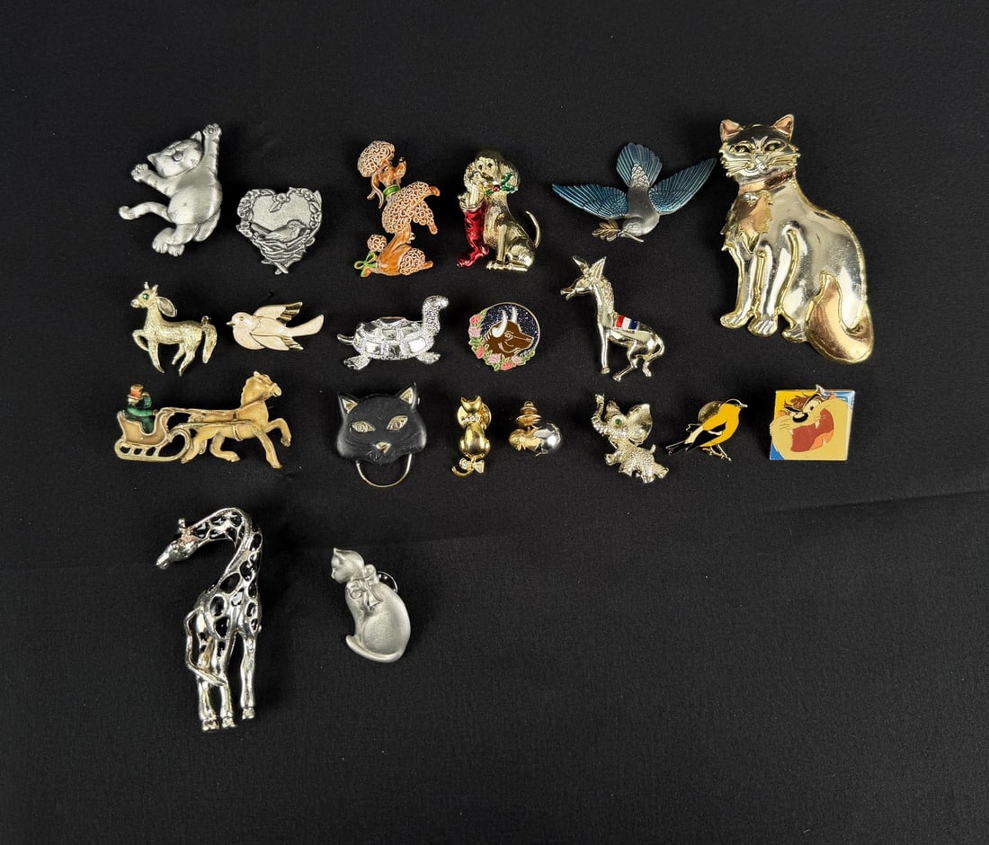 Collection of Costume Jewelry Brooches: Nice grouping.