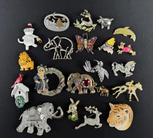 Collection of Costume Jewelry Brooches