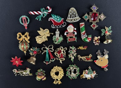 Costume Jewelry Christmas Brooches