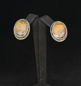 Navajo Bumblebee Jasper Sterling Silver Earrings
