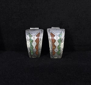 Zuni Sterling Silver Chip Inlaid Watch Band Tips