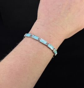 Sterling Silver Turquoise Link Bracelet