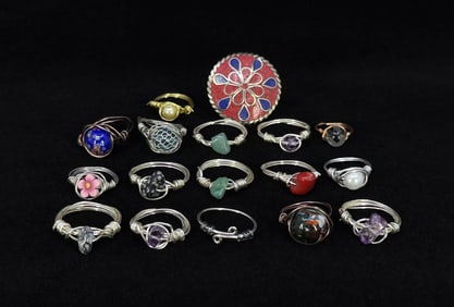 Collection of Sterling Silver Wire Wrapped Rings