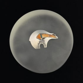 Navajo Sterling Silver Inlaid Bear Brooch