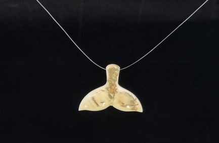 Alaskan Inuit Eskimo Fossil Ivory Whale Pendant