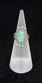Old Pawn Navajo Sterling Silver Turquoise Ring