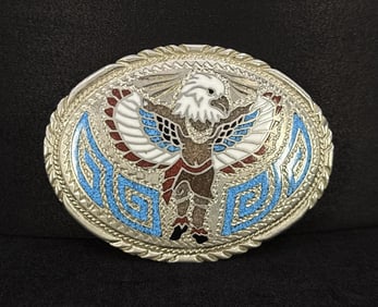 Hopi Indian Inlaid Kachina Dancer Belt Buckle