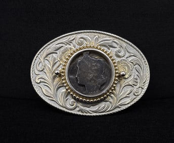 Morgan Silver Dollar Cowboy Belt Buckle