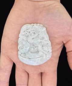 Chinese White Jade Dragon Pendant