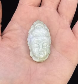 Chinese Guanyin White Green Lilac Jade Pendant