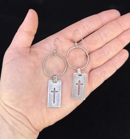 Sterling Silver Cross Earrings