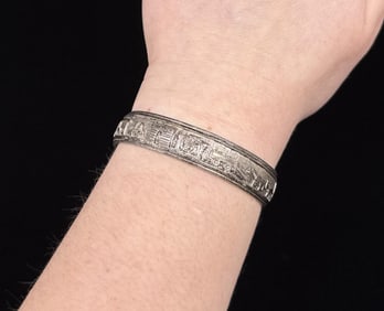 Navajo Sterling Silver Village Scene Bracelet