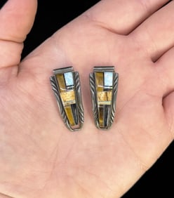 Zuni Inlaid Sterling Silver Watch Band Tips