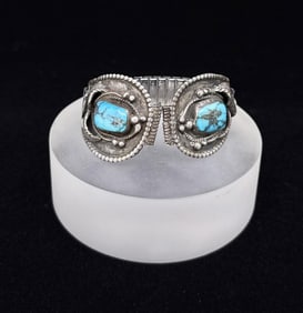 Navajo Sterling Turquoise Watch Band Tips