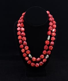 Faceted Red Coral Necklace