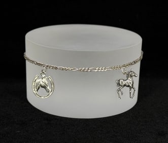 Sterling Silver Horse Charm Bracelet