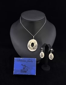 USS Constitution Scrimshaw Necklace and Earrings