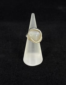 Hammered Sterling Silver Agate Ring