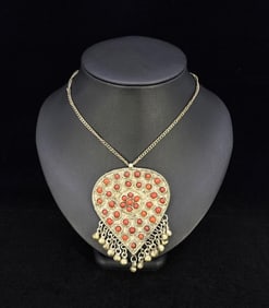 Moroccan Silver Coral Bell Necklace