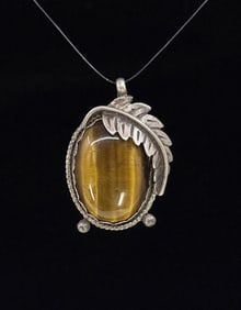 Navajo Sterling Silver Tigers Eye Pendant
