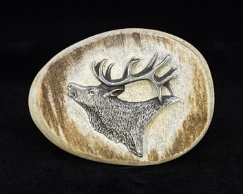 Sid Bell Montana Elk Antler Belt Buckle