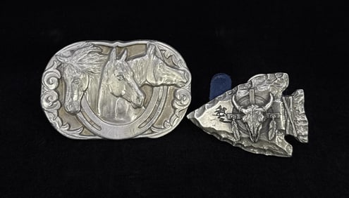 Collection of Pewter Cowboy Belt Buckles